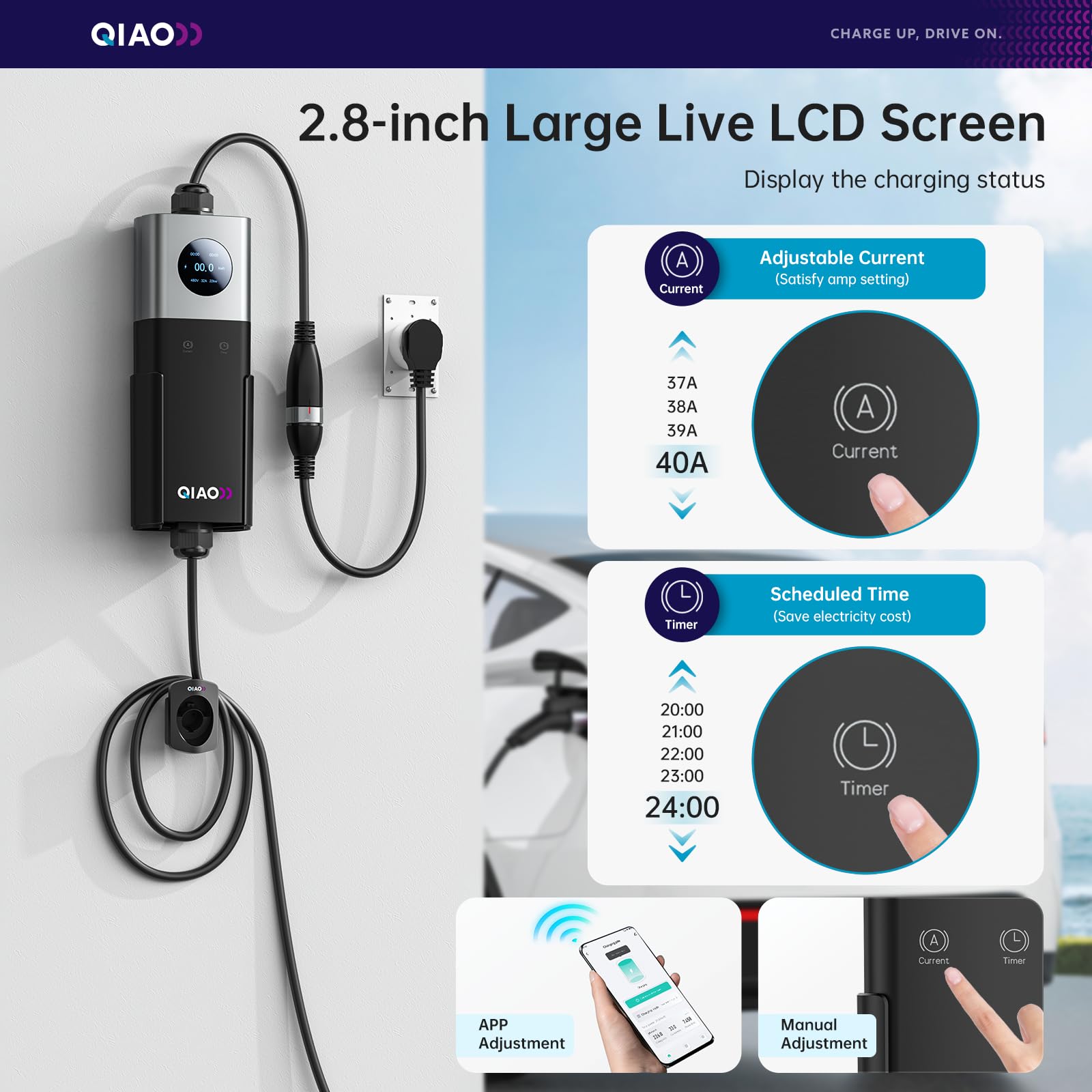 QIAO Level 2 EV Charger SAE J1 - đánh giá và giá Home Ev Charger