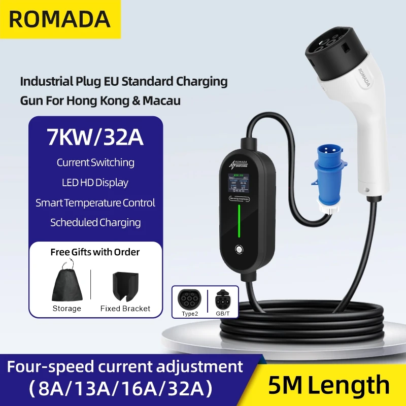 ROMADA 7KW 32A EV Portable Cha - đánh giá và giá Ev Charger Adapter